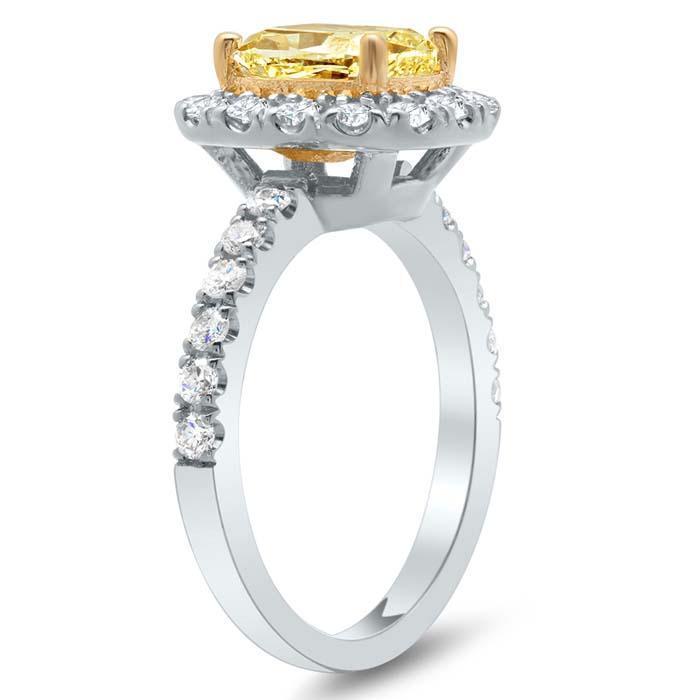 Yellow Diamond Halo Ring 0.60 cttw Yellow Diamond Engagement Rings deBebians 