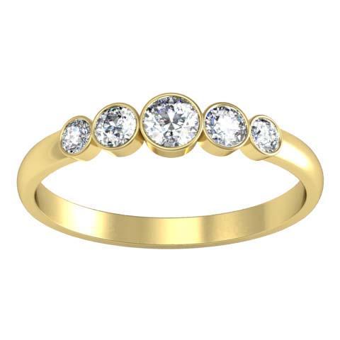 0.26cttw Bezel Round Diamond 5 Stone Ring Five Stone Rings deBebians 