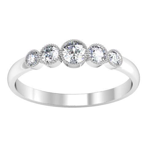 0.26cttw Bezel Round Diamond 5 Stone Ring Five Stone Rings deBebians 