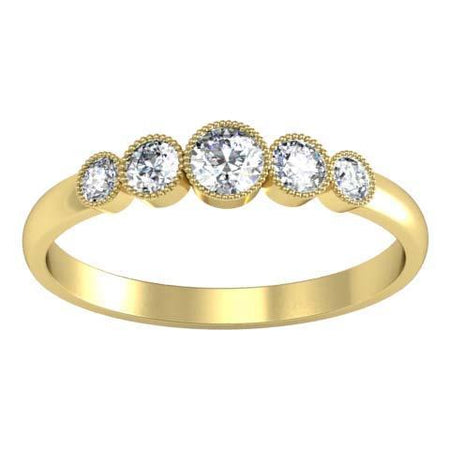 0.26cttw Bezel Round Diamond 5 Stone Ring Five Stone Rings deBebians 