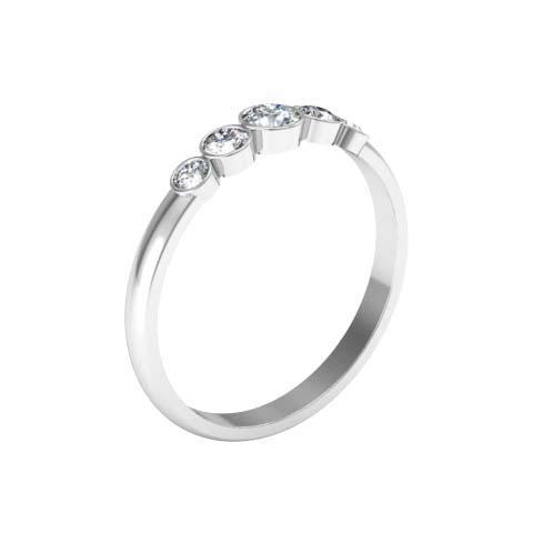 0.26cttw Bezel Round Diamond 5 Stone Ring Five Stone Rings deBebians 