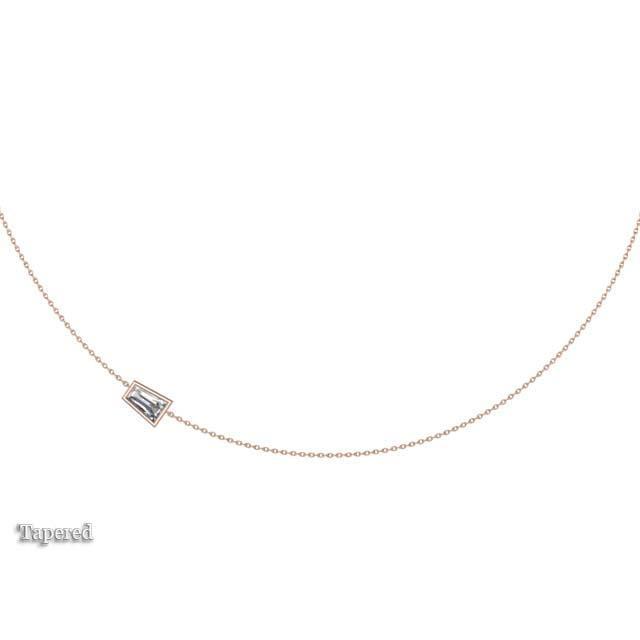 Bezel Baguette Pendant Solitaire Necklaces deBebians 