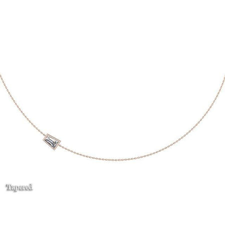 Bezel Baguette Pendant Solitaire Necklaces deBebians 