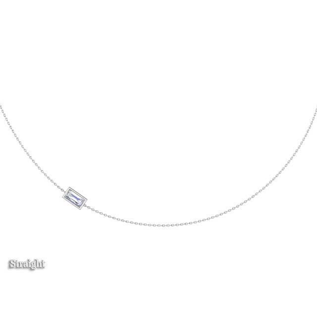 Bezel Baguette Pendant Solitaire Necklaces deBebians 