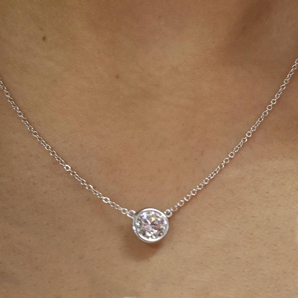 White or Yellow Gold Solitaire Diamond Pendant Set Necklace