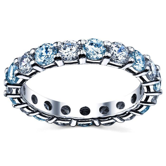 Birthday Eternity Band with Aquamarines and Diamonds Gemstone Eternity Rings deBebians 