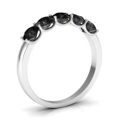 1.00cttw U Prong Black Diamond 5 Stone Wedding Ring Five Stone Rings deBebians 