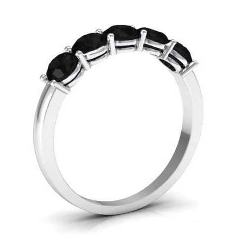 1.00cttw Shared Prong Black Diamond 5 Stone Wedding Ring Five Stone Rings deBebians 