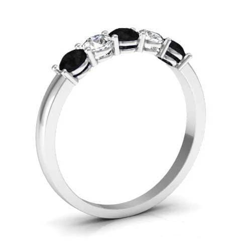 0.50cttw Shared Prong Black Diamond and White Diamond Five Stone Ring Five Stone Rings deBebians 