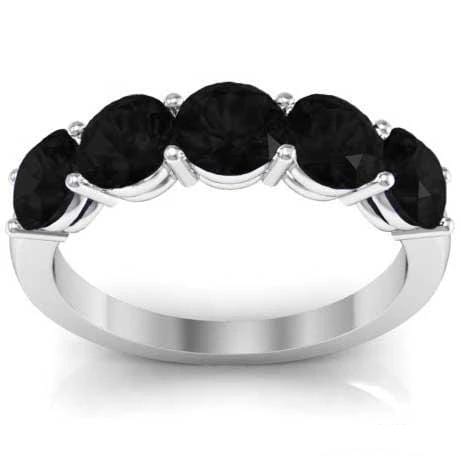 2.00cttw Shared Prong Black Diamond 5 Stone Band Five Stone Rings deBebians 