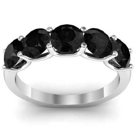 2.00cttw U Prong Black Diamond 5 Stone Band Five Stone Rings deBebians 