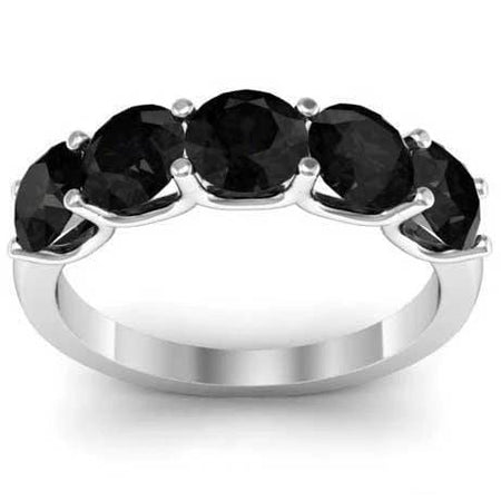 2.00cttw U Prong Black Diamond 5 Stone Band Five Stone Rings deBebians 