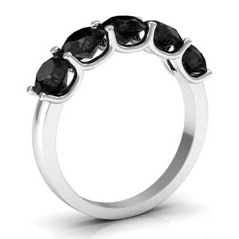 2.00cttw U Prong Black Diamond 5 Stone Band Five Stone Rings deBebians 