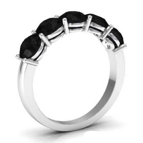 2.00cttw Shared Prong Black Diamond 5 Stone Band Five Stone Rings deBebians 