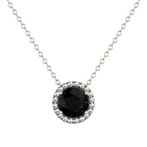 Black Diamond Halo Pendant Diamond Necklaces deBebians 