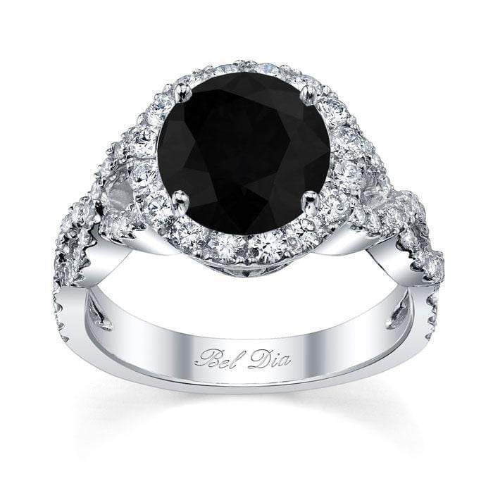 Black Diamond Halo with Twisted Shank Black Diamond Engagement Rings deBebians 