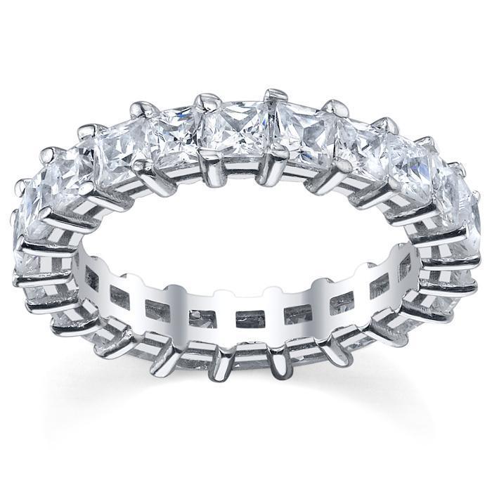 Princess Cut Shared Prong Diamond Eternity Band - 4.00 carat - I1 Clarity Diamond Eternity Rings deBebians 