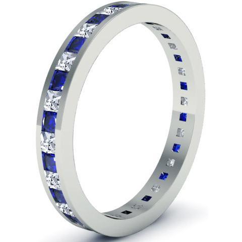 Blue Sapphire and Diamond Eternity Ring Gemstone Eternity Rings deBebians 