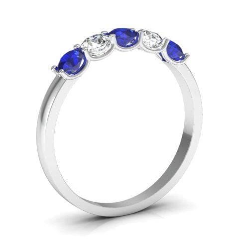 0.50cttw U Prong Blue Sapphire and Diamond Five Stone Band Five Stone Rings deBebians 