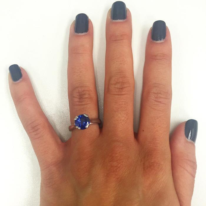 Blue Sapphire Double Prong Tapered Solitaire Solitaire Engagement Rings deBebians 