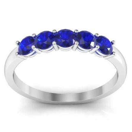 0.50cttw Shared Prong Blue Sapphire Five Stone Ring Five Stone Rings deBebians 