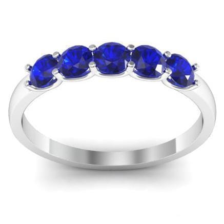 0.50cttw U Prong Blue Sapphire Five Stone Band Five Stone Rings deBebians 