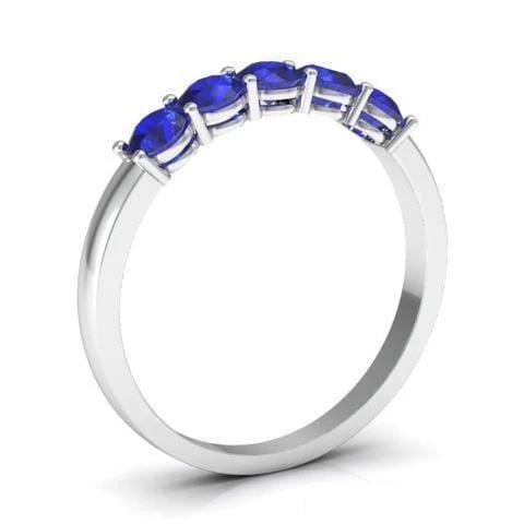 0.50cttw Shared Prong Blue Sapphire Five Stone Ring Five Stone Rings deBebians 