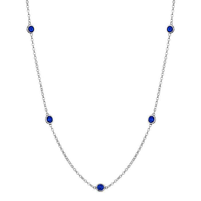 Sapphire Gemstone Station Necklace | September Birthstone Necklace ...