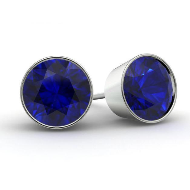 Blue Sapphire Stud Earrings Gemstone Stud Earrings deBebians 