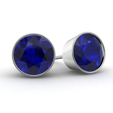 Blue Sapphire Stud Earrings Gemstone Stud Earrings deBebians 