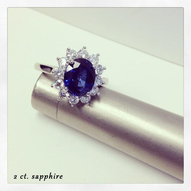 Blue Sapphire Halo Engagement Ring Sapphire Engagement Rings deBebians 