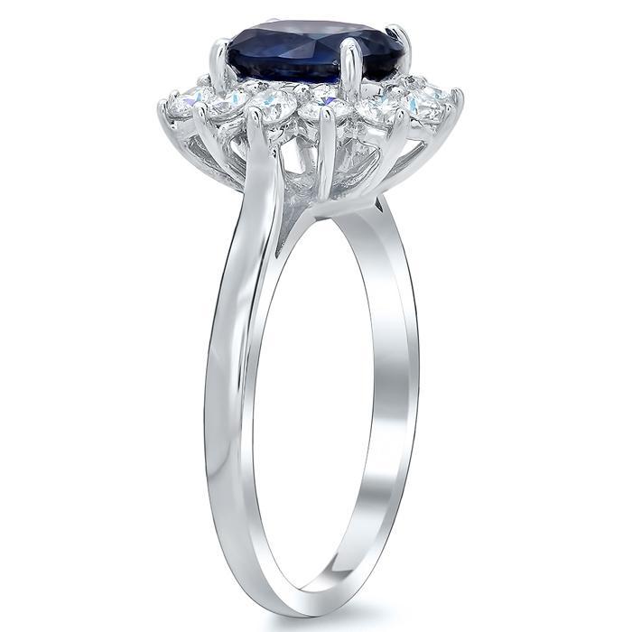 Blue Sapphire Halo Engagement Ring Sapphire Engagement Rings deBebians 
