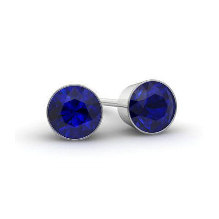 Blue Sapphire Stud Earrings Gemstone Stud Earrings deBebians 