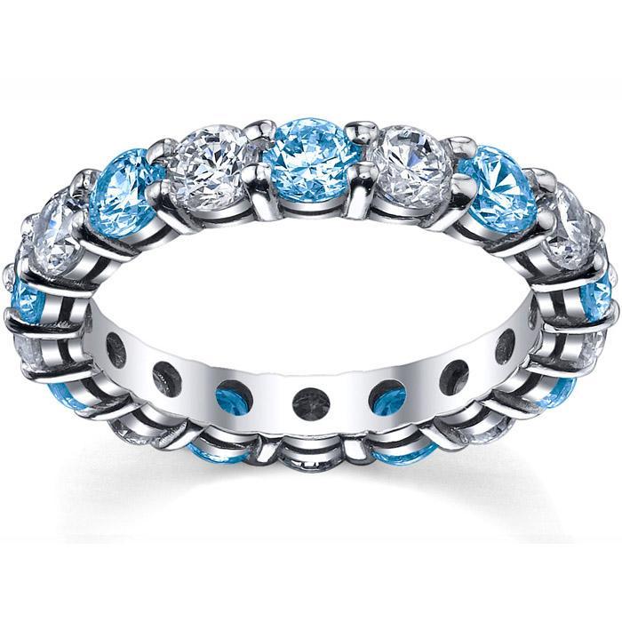 Blue Topaz and Diamond Wedding Ring Gemstone Eternity Rings deBebians 