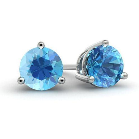 Blue Topaz Stud Earrings Gemstone Stud Earrings deBebians 