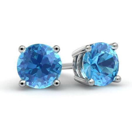 Blue Topaz Stud Earrings Gemstone Stud Earrings deBebians 