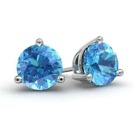 Blue Topaz Stud Earrings Gemstone Stud Earrings deBebians 