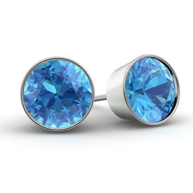 Blue Topaz Stud Earrings Gemstone Stud Earrings deBebians 