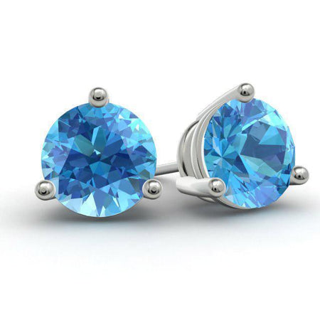 Blue Topaz Stud Earrings Gemstone Stud Earrings deBebians 