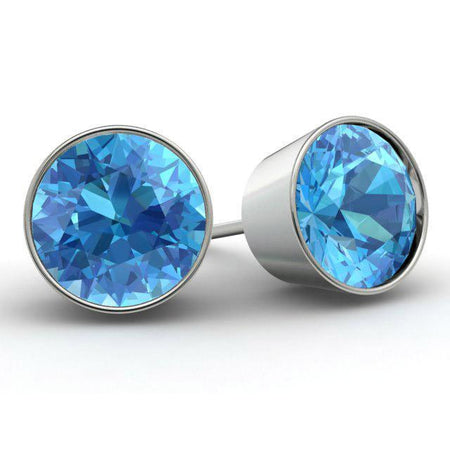 Blue Topaz Stud Earrings Gemstone Stud Earrings deBebians 