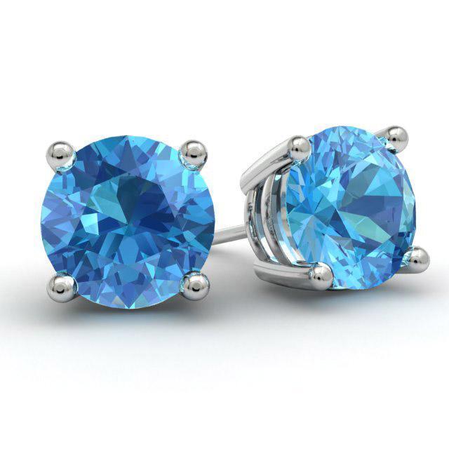 Blue Topaz Stud Earrings Gemstone Stud Earrings deBebians 