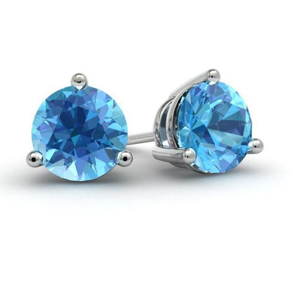 Blue Topaz Stud Earrings Gemstone Stud Earrings deBebians 