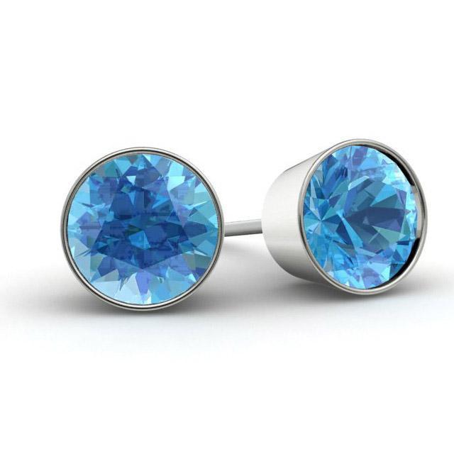 Blue Topaz Stud Earrings Gemstone Stud Earrings deBebians 