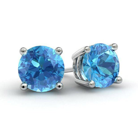 Blue Topaz Stud Earrings Gemstone Stud Earrings deBebians 