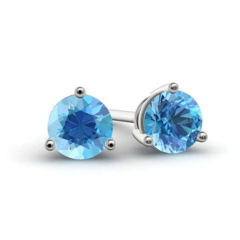 Blue Topaz Stud Earrings Gemstone Stud Earrings deBebians 