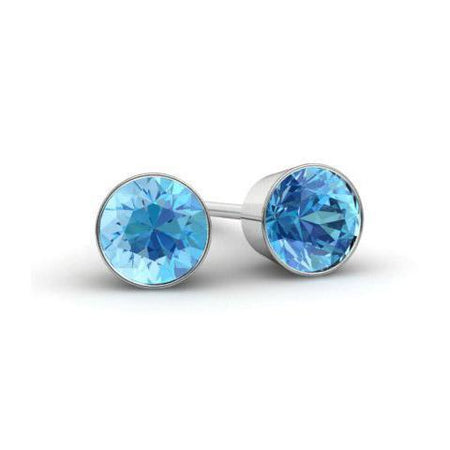 Blue Topaz Stud Earrings Gemstone Stud Earrings deBebians 