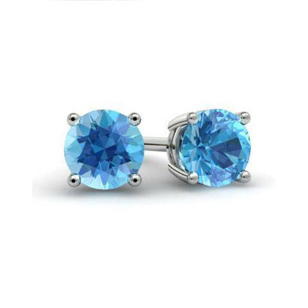 Blue Topaz Stud Earrings Gemstone Stud Earrings deBebians 