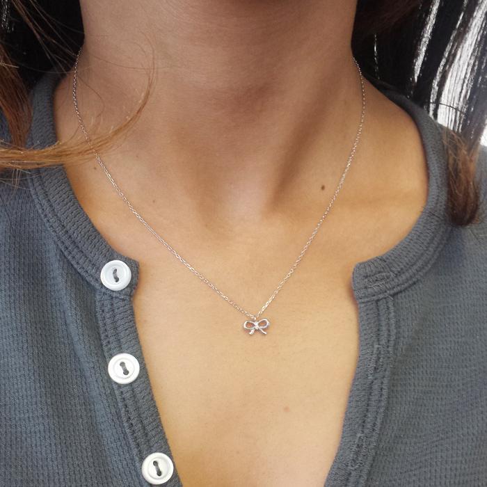 Bow Pendant with Pave Diamond Knot Diamond Necklaces deBebians 