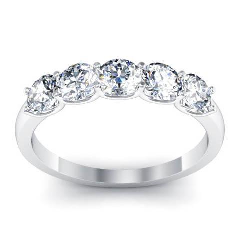 1.10cttw U Prong Round Cut GIA Certified Diamond Five Stone Ring Five Stone Rings deBebians 