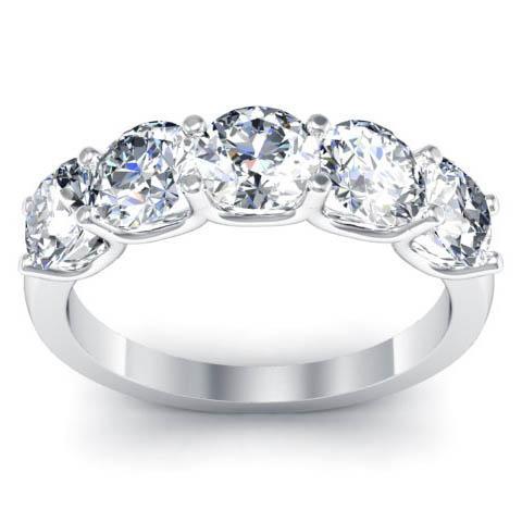 2.00cttw U Prong Round GIA Certified Diamond Five Stone Ring Five Stone Rings deBebians 